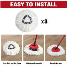 Mop Replace Head 3 Pack For O-Cedar EasyWring 1 Tank System