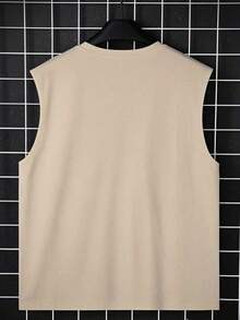Men's Women's Basic Macho Tank Tops Shirt Letter Design UNISEX Sleeveless 100% Premium Cotton - Màu Khaki - Xem 2