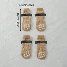 1 件防滑狗袜，防水不脱落狗鞋，户外使用的宠物袜子和鞋子，适合小型、中型和大型犬 - 灰色 - 查看 5