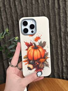 Handy hülle mit Herbstkürbis-Ahornblatt-Eichel-Aufdruck für Herbst, Halloween, Thanksgiving, ästhetisches Design, Schutzhülle, stoßfest,kompatibel mit iphone 17 pro max/17 pro/17/Air/16promax/16pro/16plus/16/15promax/15pro/15plus/15/14promax/14pro/14plus/14/13promax/13pro/13/12promax/12pro/12 - Schwarz(black) - Übersicht 6