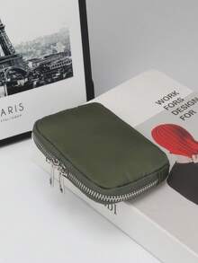 1pc Minimalist Compact Multi-Function Coin Purse, Mini Key Holder, Product Size: 11.5cm*7.5cm*2cm - Army Green - View 3