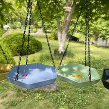 Polygonal Hanging Bird Bath - Two-In-One Feeder And Bath (Rust-Resistant Metal Frame) | Suitable For Parrots And Wild Birds | Garden Birdwatching Station | A Must-Have For Nature Lovers