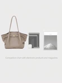 Bolso de hombro de mujer con textura y decoración de letra, bolso de moda sencillo para ir de compras y salir