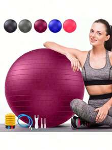 5 Sizes Yoga Ball, Fitness Ball, Birthing Ball For Pregnant Women, Physical Therapy, Balance, Stability, Workout, Office Ball Chair, With Quick Pump, Smooth Multi-Color
