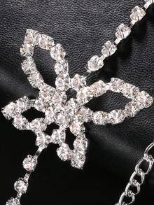 1pc Silver Bow Rhinestone Shoulder Strap, Fashionable Sexy Single Shoulder Strap Accessory For Women Wedding Dress