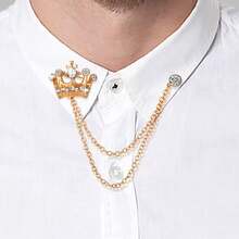 Xiacheng 流苏链胸针领针婚礼胸针领针翅膀狼头皇冠翻领西装衬衫燕尾服配饰适用于婚礼周年纪念万圣节生日派对办公室 - 彩色 - 查看 13