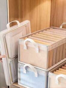 Transparent Christmas Wardrobe Storage Box, 2-In-1 Home & Dorm Clothes Storage Box, Clothing Storage Bag, Cubic Clothes Storage Box, Blanket Storage Basket, Storage Solution, Wardrobe Storage Box & Storage Container, Lidded PVC Storage Box, Foldable Dust-Proof Clothes & Pants Storage Box - Multicolor - View 5