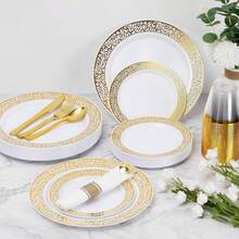 50/25/10/2 قطعة أطباق ذهبية مجوفة، أطباق سلطة، أطباق كيك وحلويات، أطباق فاكهة، أدوات مائدة للحفلات، مناسبة لحفلات العطلات، أعياد الميلاد، الزفاف، هدايا عيد الميلاد، هدايا رأس السنة،