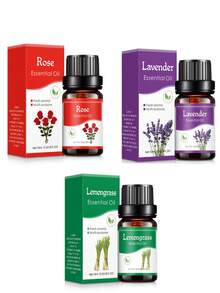 3pcs Aromatherapy Essential Oil Set / 1pc Essential Oil / 1pc Aroma Diffuser, Lavender, Rose, Lemon Etc. 10ml Natural Fragrance Therapy Oils, Suitable For DIY Fragrance Plaster Crafts, Scented Candles, Soaps, Humidifiers; Ideal For Birthday, Graduation Gifts, For Relaxation And Mood Improvement, Suitable For Bedroom, Study, Living Room