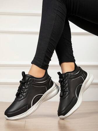 Zapatos deportivos casuales para mujeres de talla grande y de mediana edad, con diseño de cordones y ajuste holgado antideslizante, adecuados para todas las estaciones