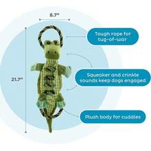 Outward Hound Ranch Roperz Cow Plush Squeaky Dog Toy - 羅皮茲鱷魚 - 查看 3