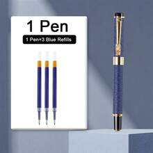 1pc Fashionable Blue Matte Ballpoint Pen With Ink Valve - Smooth Ink Flow, Easy Writing/Ideal Signature Pen For Business Professionals And Students/Suitable For Office Meetings/Replaceable Refill - Blue - View 10