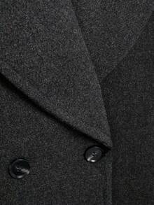 Seelio Women's Autumn/Winter Double-Breasted Lapel Short Coat, Casual Minimalist Jacket - Dark Gray - View 9