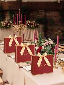 10 Stücke Weihnachtsgeschenktüten, Kraftpapier Geschenktüten mit Schleifen-Bändern, Weihnachtsgeschenk-Verpackung Einkaufstüten, Neujahr Dankeschön Geschenktüten mit Griffen, horizontale Papiertüten für Hochzeit Brautjungfern Dankeschön, Frauen Männer, mit Griffen für Geburtstag Hochzeit Brautjungfern Party Gastgeschenke, Einzelhandelstüten Aufbewahrungstüten (Burgunderrot)