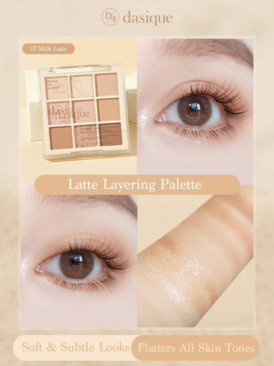 Dasique Eyeshadow Palette, High Pigmentation, Long-Lasting, Easy To Apply, Smooth, Vegan, No Animal Testing, Charming Rose Color, Fashion Makeup, Gift For Women, Back To School, Wedding Bride, Summer, Valentine's Day, Vacation - 07 Milk Latte - 查看 1