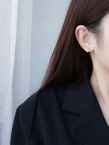 Cercei din argint 925 în formă de inimă, design elegant și minimalist, potriviți pentru fețe rotunde, bijuterii personalizate, purtare zilnică/pentru petrecere, cadou pentru Ziua Îndrăgostiților, ziua de naștere, aniversare