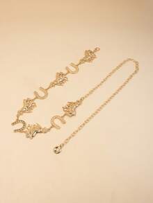 Gothic Heart-Shaped Gold Waist Belt/Chain/Belt/Body Chain, Suitable For Daily, Party, Concert, Beach, Halloween Costume Accessories For Women