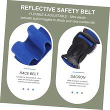 Cinturón de Números de con 6 Bucles de Gel, 2 Pcs Cinturón de Carreras de Triatlón, Cinturón Elástico para Correr con Tiras Reflectantes, Ajustable, para Triatlón, Maratón (Negro) - Negro & Azul - Ver 11