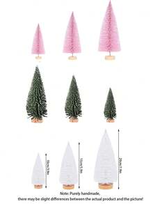 Mini Christmas Tree Desktop, Artificial Christmas Pine Tree, Mini Bottle Brush Trees Tabletop, Small Sisal Trees With Wooden Bases, For Xmas Tabletop Crafts, Xmas Holiday Decor, Indoor Decor Christmas Decorations Winter Room Decor