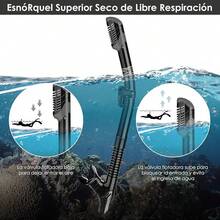 VIESS Gafas de Snorkel, Juego de esnórquel, Snorkel Anti Fugas, Juego deáscara Vista panorámica 180°, Vidrio Templado Anti empañamiento con Tapones para oído, Ideales para Snorkeling, - Negro - Ver 12