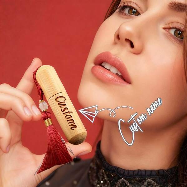 Frasco de rolo com cabeça redonda de bambu e madeira personalizado para óleos essenciais, frasco de rolo criativo de bambu e madeira estilo vintage com borla, adequado para transportar óleos essenciais, perfumes, pequenos frascos decantados, presentes personalizados para familiares e amigos, publicidade corporativa, prêmios para eventos em shopping centers