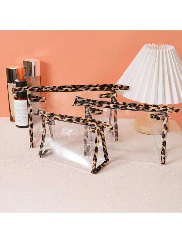 1 Piece Leopard Print Portable Waterproof Storage Bag, Portable Large-Capacity Cosmetic Bag, Toiletry Bag. Three Models Are Available For Selection, Suitable For Various Scenarios Such As Traveling, Outings, And Staying In Hotels