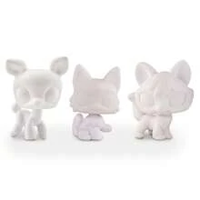 3pcs Mini Pet Toy White Base Deer Wolf Cat Fox #634 Baby Husky Wolf ,Custom DIY White Mold Blank Base For Lps Pets - White - View 2
