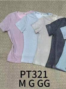 Short Sleeve Lurex Blouse With Shine - Silver - View 1