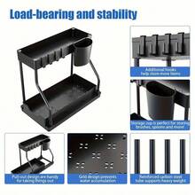 1/2pcs Space-Saving Double-Layer Pull-Out Storage Organizer With Durable Plastic Drawers - Large Capacity Under-Sink Shelf, Suitable For Kitchen, Bathroom & Laundry Room, Expandable Design, Easy To Clean, Bathroom Storage And Utility Rack – 5 Combinations, Utility Racks, Under Sink Organizer And Storage/Pull Out, Under Bench Drawer, Utensil Holder For Kitchen Counter, Bathroom Organizer And Storage, Kitchen Storage Rack, Kitchen Accessories, Storage Shelf, Kitchen Shelf - 1PC Đen - Xem 10