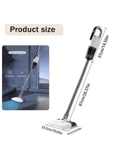 In Cordless Stofzuiger Mopping Combo Speed Adjustment, Lightweight Easy To Deep Cleaning Includes Attachments Fine Dust, Cat Litter, More USB Rechargeable, Wit Gray, Cleaner, Versatile Tool, Moderne Home Appliance, Durable Construction, Slimme Cleaners, Sleek Highquality Build, rs view 4