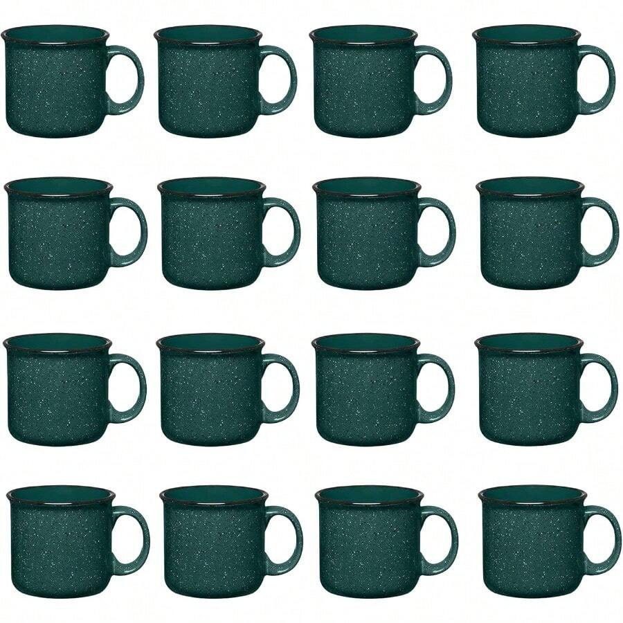 Set Of 16 Ceramic Campfire Mugs 15 Oz Green Coffee Tea Cups For Home Work Travel Camping Customizable Great For DIY Events Companies - màu xanh lá - Xem 1