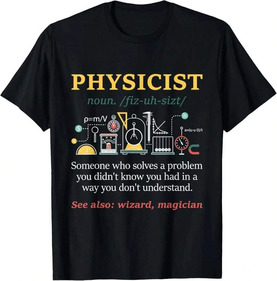 Quantum Physics Student Science T-Shirt Custom Printed Graphic T Shirts Women's T Shirt Camiseta Casual Short Sleeve_5 - 黑色 - 查看 1