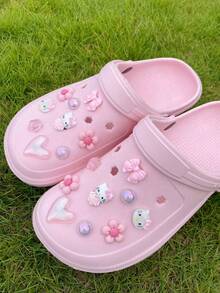 18 Peças Encantos de Sapato em Resina ABS Rosa (Gato, Coração, Laço, Contas Rosas, Estrela, Flor de 5 Pétalas), Decorações DIY, Adequado para Sandálias, Chinelos, Sapatos Perfurados, Sandálias e Bolsas de Praia de Mulheres, Clipes de Sapato Multifuncionais - Presente Perfeito para Feriados, Festas e Ocasiões Especiais