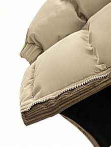 Plus Size Men's Thick Outdoor & Casual Color Block Hooded Padded Coat - Khaki - View 3