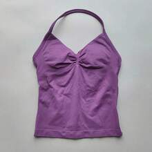 NO LOGO Women's Longline Strappy Backless Gym Top Scrunch Workout Open Back Bra Tank Top For Running Yoga Shirt - 深海 - 查看 11