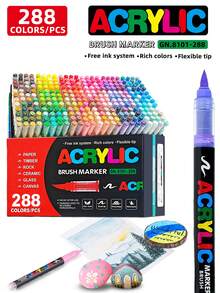 广纳 288/240/168 色软头丙烯马克笔套装，直接供墨系统，覆盖力强，笔尖灵活柔软，速干，绘画艺术用品，艺术家必备水彩笔套装，万圣节、圣诞节送给朋友的礼物 - 彩色 - 查看 13