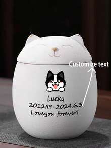 Urnas para Animais de Estimação, Latas para Gatos e Cachorros, Texto e Imagens Personalizáveis, Latas Lacradas, Urnas, Caixas Comemorativas à Prova de Umidade, Latas de Cremação para Animais de Estimação Falecidos, Latas para Animais de Estimação, Estatuetas Manechnico, Latas de Armazenamento Multifuncionais, Latas de Armazenamento de Chá, Latas Lacradas de Porcelana, Uma Bolsa de Armazenamento é Incluída como Brinde