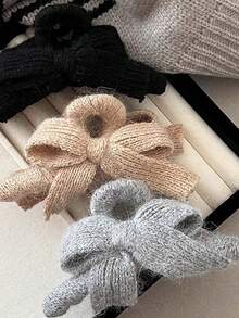1pc Plush Knitted Bow Hair Clip For Girls - A Simple And Elegant Hair Accessory For Updos Winter Hair Clutch Elegant Claw Clips