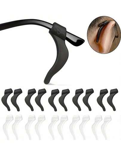 10 件硅胶防滑眼镜耳钩，防滑硅胶耳钩眼镜腿耳钩 - 安全眼镜固定器，非常适合固定眼镜和镜腿尖，眼镜配件