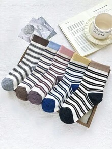 5 Paar smaragdfarbene gestreifte Knöchelsocken, modischer College-Stil Wadensocken geeignet für tägliches Einkaufen, Fitness und Laufen, passend zu Sneakers, stilvoll, schlicht, vielseitig, Kompressionssocken für Frauen