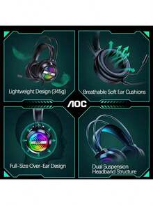 GH120 電競耳麥 可伸縮降噪麥克風 虛擬7.1環繞聲技術 透氣蛋白皮耳罩 RGB燈光 即插即用 網課遊戲通訊利器 黑色 - 白色 - 查看 5