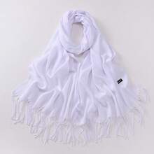 1pc Women's Minimalist Solid Color Faux Cashmere Scarf, Casual Versatile For All Seasons, Fashionable And Elegant Outerwear Decoration, Suitable For Wedding, Church, Evening Party, High-End Premium Ladies Shawl