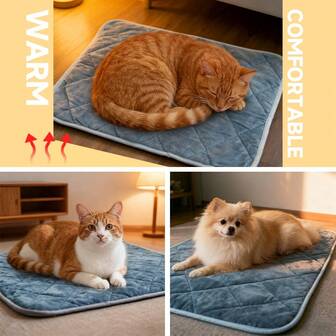 1pc Non-Electric Pet Warming Pad (No Heating Function), Warm Dog Bed Mat, Cat Bed Mat, Suitable For Pet Cats And Small Dogs Indoor And Outdoor Activities In Autumn/Winter, Washable And Anti-Slip Dog/Cat Bed Pad (Gray)