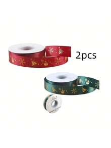 2.5cm*25yards Satin Ribbon, Wine Red, Dark Green, Red, Christmas Series Metallic Ribbon, Suitable For Flower Decoration, Cake Packaging, Gift Wrapping, DIY Bow (May Have Slight Creases That Do Not Affect Normal Use)