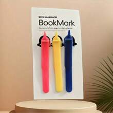 A Set Of 3 Silicone Bookmarks, Automatic Page Turning, Simple Style Pictographic Pen Holder, Memory Bookmark Record, Book Cover And Accessories Reading Tools, Multi-Function Reading Notebook Clip