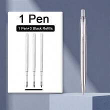 1. Caneta esferográfica prateada minimalista - Design portátil e escrita suave/Perfeita para estudantes e profissionais de negócios/Ferramenta de escrita essencial para escritórios e escolas elegantes/Recarga substituível