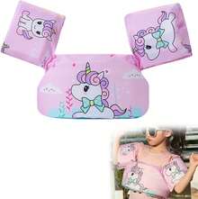 Acokt Chaleco Salvavidas de Natación para Ni?os con Mangas, Chaqueta de Natación con Correa Ajustable de Dibujos Animados, Flotadores de Piscina para Ni?os, Chaleco Salv para 30-55 Libras Ni?os - Caballo de Arco Rosa - Ver 1