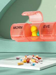 New 7-Day Rainbow Button Portable Travel Set Pill Box Storage Box, Convenient 7-Day 28-Grid Rainbow Pill Box, Daily Tablet Vitamin Storage PP Pill Box, Large Capacity Independent Partition Sealed Moisture-Proof Visible Medicine Storage Box.