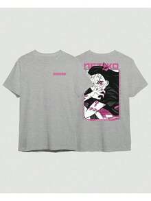 Camiseta  Nezuko Kamado Conquistadora Do Sol Oni Forma Kimetsu Camisa Unissex Plus Size Preta - Cinza - Visão 3