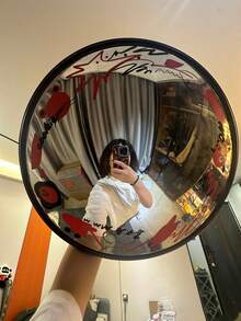 Zazumi 1 Piece Corner Mirror Artistic Decorative Round Wall Mirror - Full-Length Horizontal Wall-Mounted Mirror, Plastic Frame, No Power Required | Decorative Home Accessory, Portable Mirror, Suitable For Living Room, Bedroom, Hallway, Bathroom Wall Decoration, Selfie Mirror For Trying On Clothes, Room Decoration. - Multicolor - View 5